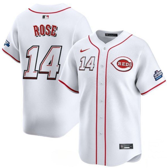 Cincinnati Reds #14 Pete Rose White 2025 Speedway Classic Home Limited Stitched Baseball Jersey Cincinnati Reds #14 Pete Rose White 2025 Speedway Classic Home Limited Stitched Baseball Jersey