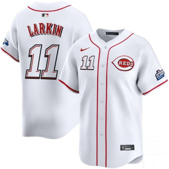 Cincinnati Reds #11 Barry Larkin White 2025 Speedway Classic Home Limited Stitched Baseball Jersey Cincinnati Reds #11 Barry Larkin White 2025 Speedway Classic Home Limited Stitched Baseball Jersey