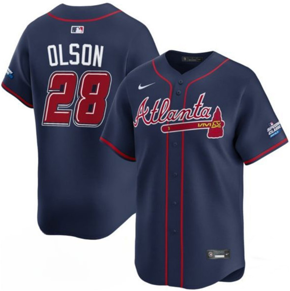 Atlanta Braves #28 Matt Olson Navy 2025 Speedway Classic Alternate Limited Stitched Baseball Jersey Atlanta Braves #28 Matt Olson Navy 2025 Speedway Classic Alternate Limited Stitched Baseball Jersey