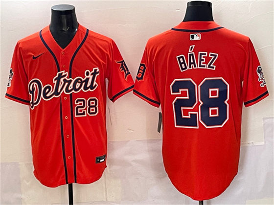 Detroit Tigers #28 Javier B??ez Orange With Patch Vapor Premier Limited Stitched Baseball Jersey Detroit Tigers #28 Javier B??ez Orange With Patch Vapor Premier Limited Stitched Baseball Jersey