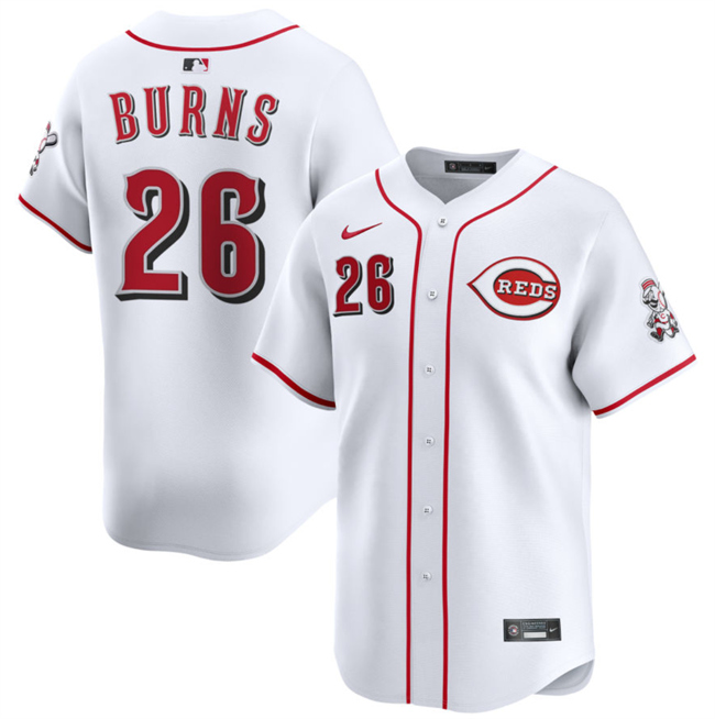 Cincinnati Reds #26 Chase Burns White Home Limited Stitched Baseball Jersey Cincinnati Reds #26 Chase Burns White Home Limited Stitched Baseball Jersey