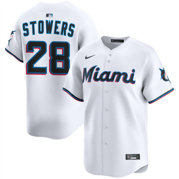 Miami Marlins #28 Kyle Stowers White 2024 Home Limited Stitched Baseball Jersey Miami Marlins #28 Kyle Stowers White 2024 Home Limited Stitched Baseball Jersey