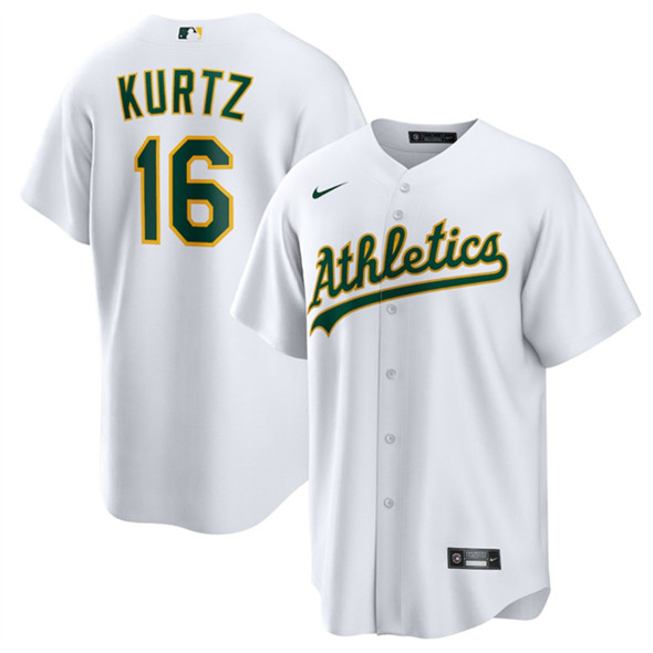 Oakland Athletics #16 Nick Kurtz White Cool Base Stitched Jersey Oakland Athletics #16 Nick Kurtz White Cool Base Stitched Jersey