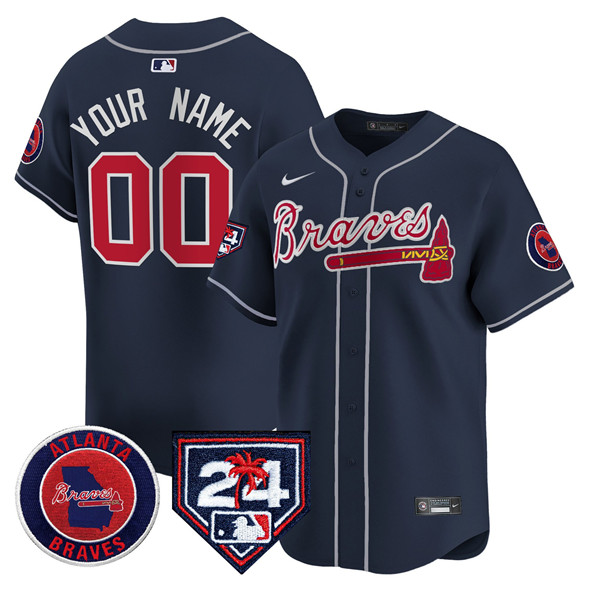 Atlanta Braves Customized Navy 2024 Spring Training Patch Limited Stitched Baseball Jersey Atlanta Braves Customized Navy 2024 Spring Training Patch Limited Stitched Baseball Jersey