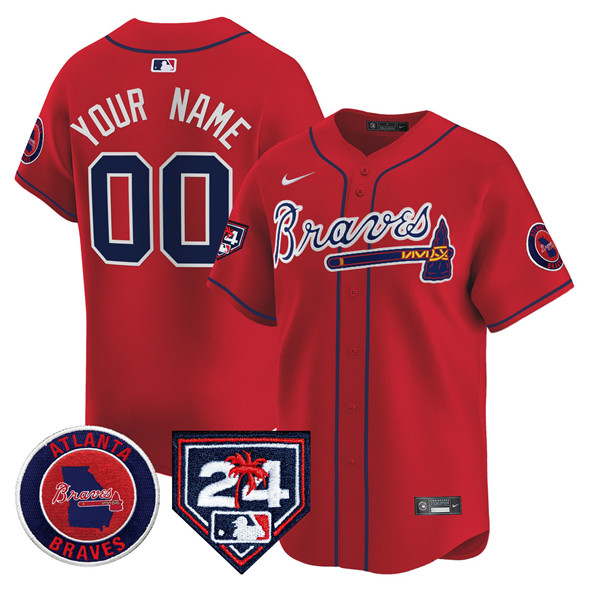 Atlanta Braves Customized Red 2024 Spring Training Patch Limited Stitched Baseball Jersey Atlanta Braves Customized Red 2024 Spring Training Patch Limited Stitched Baseball Jersey
