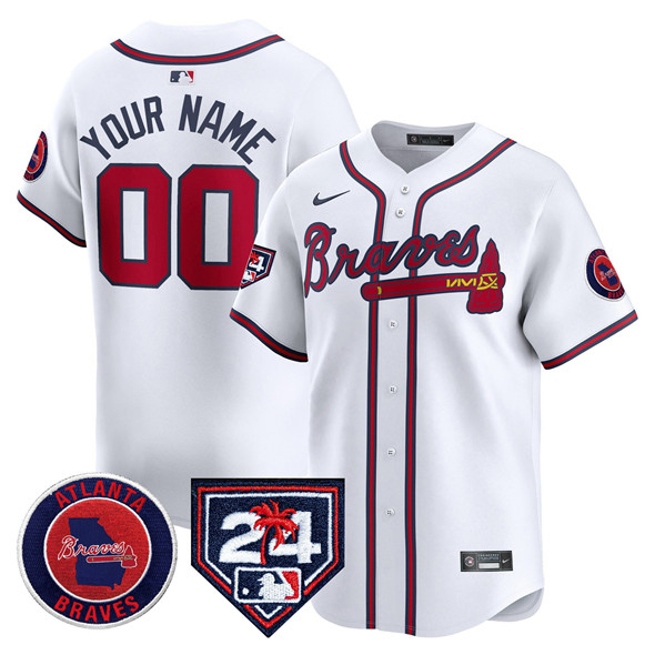 Atlanta Braves Customized White 2024 Spring Training Patch Limited Stitched Baseball Jersey Atlanta Braves Customized White 2024 Spring Training Patch Limited Stitched Baseball Jersey