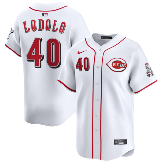 Cincinnati Reds #40 Nick Lodolo White Home Limited Stitched Baseball Jersey Cincinnati Reds #40 Nick Lodolo White Home Limited Stitched Baseball Jersey