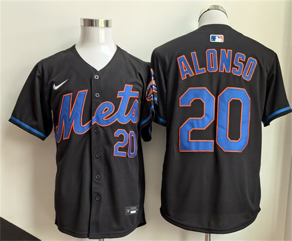 New York Mets #20 Pete Alonso Black 2025 Stitched Baseball Jersey New York Mets #20 Pete Alonso Black 2025 Stitched Baseball Jersey