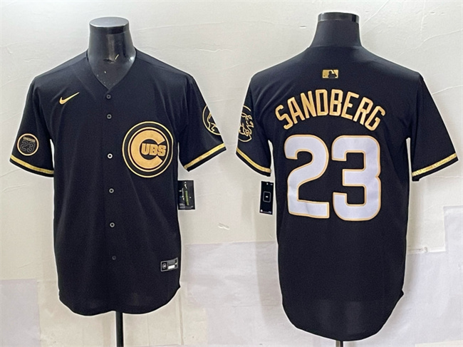 Chicago Cubs #23 Ryne Sandberg Black Gold 'Ryne Sandberg Tribute' Vapor Limited V2 Stitched Baseball Jersey Chicago Cubs #23 Ryne Sandberg Black Gold 'Ryne Sandberg Tribute' Vapor Limited V2 Stitched Baseball Jersey