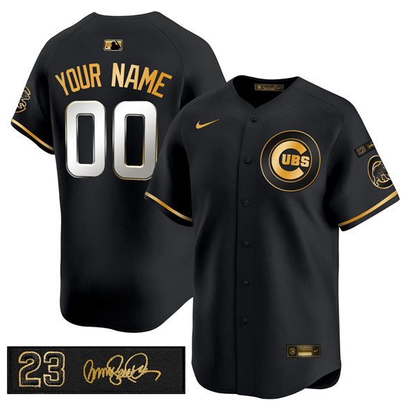 Chicago Cubs Active Player Custom Black Gold 'Ryne Sandberg Tribute' Vapor Limited V3 Stitched Baseball Jersey Chicago Cubs Active Player Custom Black Gold 'Ryne Sandberg Tribute' Vapor Limited V3 Stitched Baseball Jersey