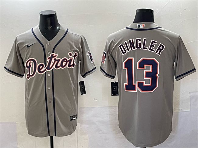 Detroit Tigers #13 Dillon Dingler Gray Cool Base Stitched Baseball Jersey Detroit Tigers #13 Dillon Dingler Gray Cool Base Stitched Baseball Jersey