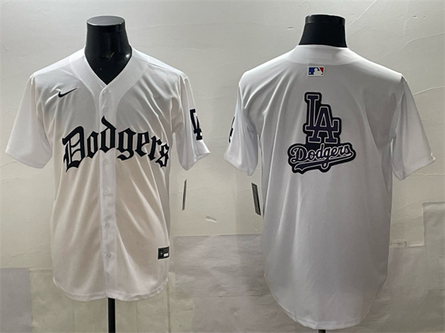 Los Angeles Dodgers Team Big Logo White 2025 LA Gothic Style Vapor Premier Limited Stitched Baseball Jersey Los Angeles Dodgers Team Big Logo White 2025 LA Gothic Style Vapor Premier Limited Stitched Baseball Jersey