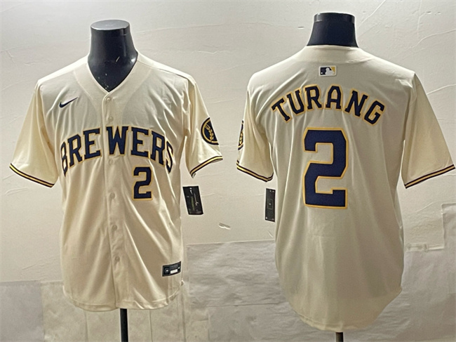 Milwaukee Brewers #2 Brice Turang Cream Home Limited Stitched Baseball Jersey Milwaukee Brewers #2 Brice Turang Cream Home Limited Stitched Baseball Jersey