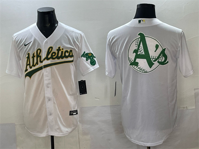Oakland Athletics Team Big Logo White Stitched Baseball Jersey Oakland Athletics Team Big Logo White Stitched Baseball Jersey