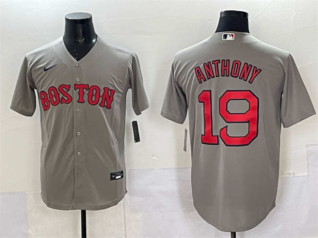 Boston Red Sox #19 Roman Anthony Gray Cool Base Stitched Baseball Jersey Boston Red Sox #19 Roman Anthony Gray Cool Base Stitched Baseball Jersey