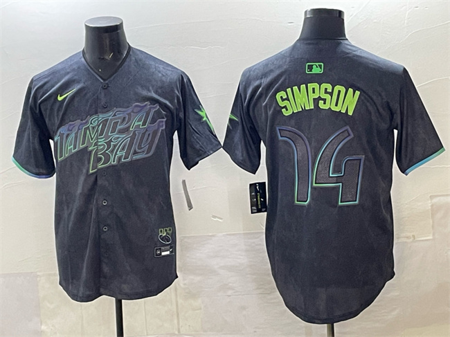 Tampa Bay Rays #14 Chandler Simpson Charcoal 2024 City Connect Limited Stitched Baseball Jersey  Tampa Bay Rays #14 Chandler Simpson Charcoal 2024 City Connect Limited Stitched Baseball Jersey