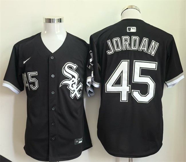 Chicago White Sox #45 Michael Jordan Black Limited Stitched Baseball Jersey Chicago White Sox #45 Michael Jordan Black Limited Stitched Baseball Jersey