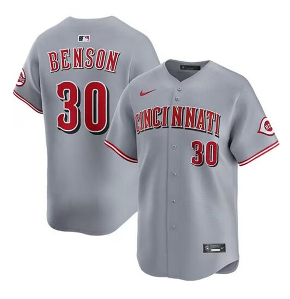 Cincinnati Reds #30 Will Benson Gray Road Limited Stitched Baseball Jersey Cincinnati Reds #30 Will Benson Gray Road Limited Stitched Baseball Jersey