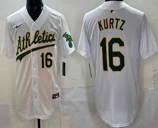 Oakland Athletics #16 Nick Kurtz White Limited Jersey Oakland Athletics #16 Nick Kurtz White Limited Jersey