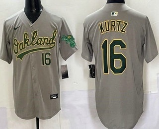 Oakland Athletics #16 Nick Kurtz Gray Limited Jersey Oakland Athletics #16 Nick Kurtz Gray Limited Jersey