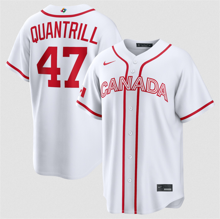 Canada Baseball #47 Cal Quantrill White 2026 World Baseball Classic Home Stadium Stitched Jersey Canada Baseball #47 Cal Quantrill White 2026 World Baseball Classic Home Stadium Stitched Jersey