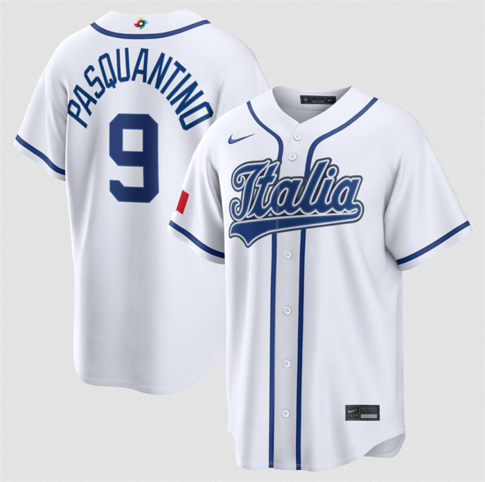 Italy Baseball #9 Vinnie Pasquantino 2026 World Baseball Classic Home Stadium Stitched Jersey Italy Baseball #9 Vinnie Pasquantino 2026 World Baseball Classic Home Stadium Stitched Jersey