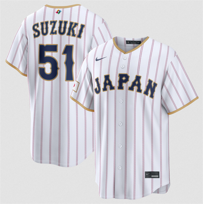 Japan Baseball #51 Seiya Suzuki White 2026 World Baseball Classic Home Stadium Stitched Jersey Japan Baseball #51 Seiya Suzuki White 2026 World Baseball Classic Home Stadium Stitched Jersey