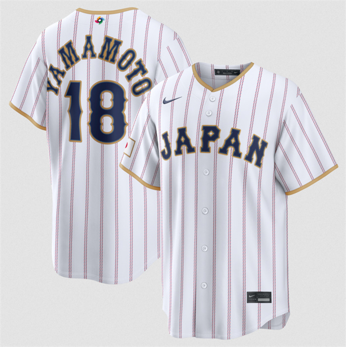 Japan Baseball #18 Yoshinobu Yamamoto White 2026 World Baseball Classic Home Stadium Stitched Jersey Japan Baseball #18 Yoshinobu Yamamoto White 2026 World Baseball Classic Home Stadium Stitched Jersey
