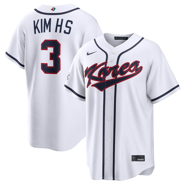 Korea Baseball #3 Hyeseong Kim White 2026 World Baseball Classic Home Stadium Stitched Jersey Korea Baseball #3 Hyeseong Kim White 2026 World Baseball Classic Home Stadium Stitched Jersey