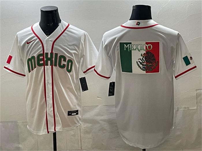 Mexico Baseball Team Big Logo White 2026 World Baseball Classic Home Stadium Stitched Jersey Mexico Baseball Team Big Logo White 2026 World Baseball Classic Home Stadium Stitched Jersey