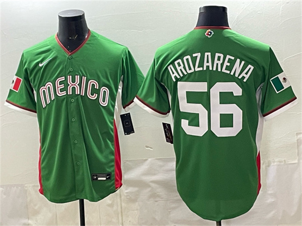 Mexico Baseball #56 Randy Arozarena Green 2026 World Baseball Classic Home Stadium Stitched Jersey Mexico Baseball #56 Randy Arozarena Green 2026 World Baseball Classic Home Stadium Stitched Jersey