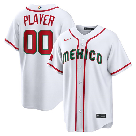 Mexico Baseball ACTIVE PLAYER Custom White 2026 World Baseball Classic Home Stadium Stitched Jersey Mexico Baseball ACTIVE PLAYER Custom White 2026 World Baseball Classic Home Stadium Stitched Jersey