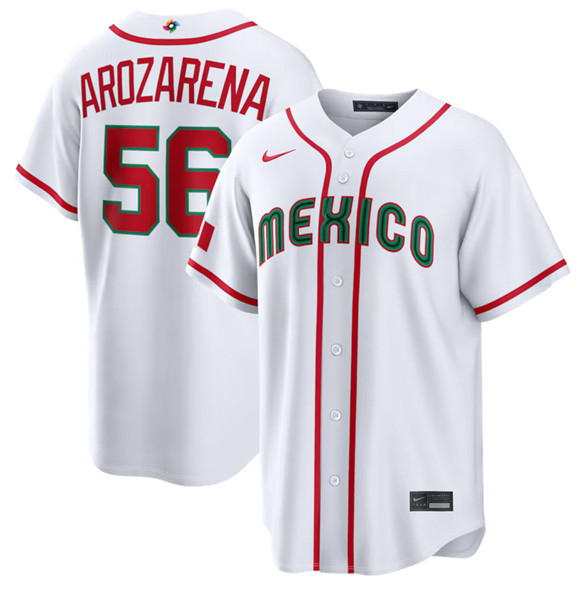 Mexico Baseball #56 Randy Arozarena White 2026 World Baseball Classic Home Stadium Stitched Jersey Mexico Baseball #56 Randy Arozarena White 2026 World Baseball Classic Home Stadium Stitched Jersey