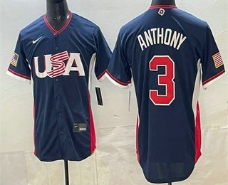 USA #3 Roman Anthony Navy 2026 World Baseball Classic Cool Base Jersey USA #3 Roman Anthony Navy 2026 World Baseball Classic Cool Base Jersey