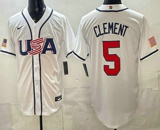 USA #5 Ernie Clement White 2026 World Baseball Classic Cool Base Jersey USA #5 Ernie Clement White 2026 World Baseball Classic Cool Base Jersey