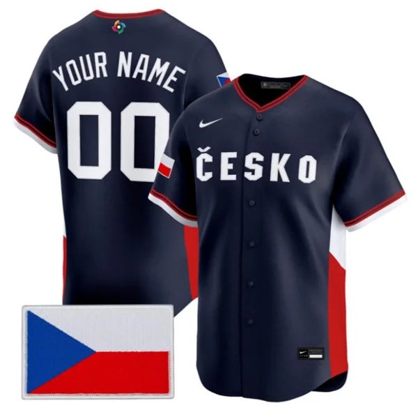 Custom Czech Republic Baseball Nike Navy 2026 World Baseball Classic Jersey Custom Czech Republic Baseball Nike Navy 2026 World Baseball Classic Jersey