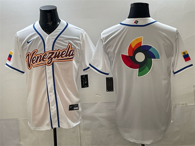 Venezuela Baseball White 2026 World Baseball Classic Big Logo Home Stadium Stitched Jersey Venezuela Baseball White 2026 World Baseball Classic Big Logo Home Stadium Stitched Jersey