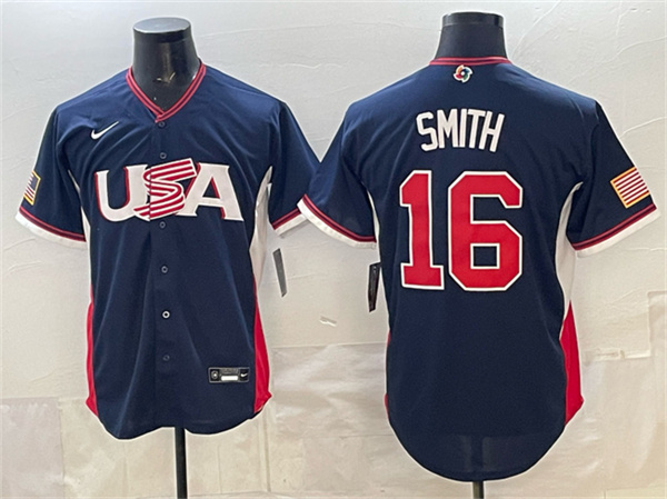 USA Baseball #16 Will Smith Navy 2026 World Baseball Classic Road Stadium Stitched Jersey USA Baseball #16 Will Smith Navy 2026 World Baseball Classic Road Stadium Stitched Jersey