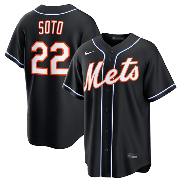 New York Mets #22 Juan Soto 2026 Black Out Stitched Baseball Jersey