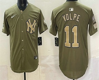 New York Yankees #11 Anthony Volpe Olive 2026 Armed Forces Day Jersey New York Yankees #11 Anthony Volpe Olive 2026 Armed Forces Day Jersey