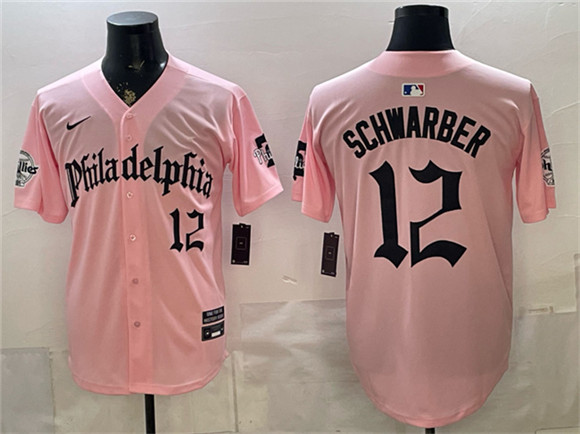 Philadelphia Phillies #12 Kyle Schwarber Pink Gothic Vapor Limited Stitched Jersey Philadelphia Phillies #12 Kyle Schwarber Pink Gothic Vapor Limited Stitched Jersey