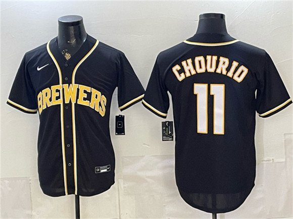 Milwaukee Brewers #11 Jackson Chourio 2026 Fashion Replica Black Out Stitched Baseball Jersey Milwaukee Brewers #11 Jackson Chourio 2026 Fashion Replica Black Out Stitched Baseball Jersey