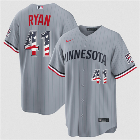 Minnesota Twins #41 Joe Ryan Gray 2026 USA 250 Fourth of July Stitched Baseball Jersey Minnesota Twins #41 Joe Ryan Gray 2026 USA 250 Fourth of July Stitched Baseball Jersey