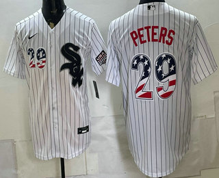 Chicago White Sox #29 Tristan Peters White 2026 USA 250 Fourth of July Stitched Jersey Chicago White Sox #29 Tristan Peters White 2026 USA 250 Fourth of July Stitched Jersey