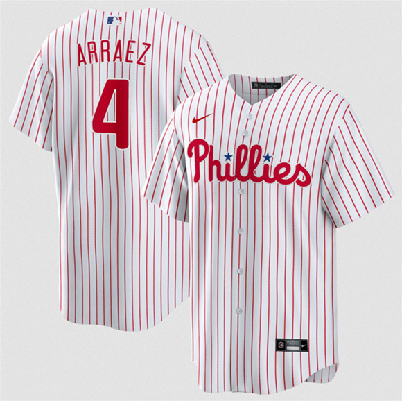 Philadelphia Phillies #4 Luis Arraez White 2026 Cool Base Stitched Jersey Philadelphia Phillies #4 Luis Arraez White 2026 Cool Base Stitched Jersey