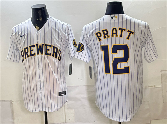 Milwaukee Brewers #12 Cooper Pratt White Stitched Baseball Jersey Milwaukee Brewers #12 Cooper Pratt White Stitched Baseball Jersey