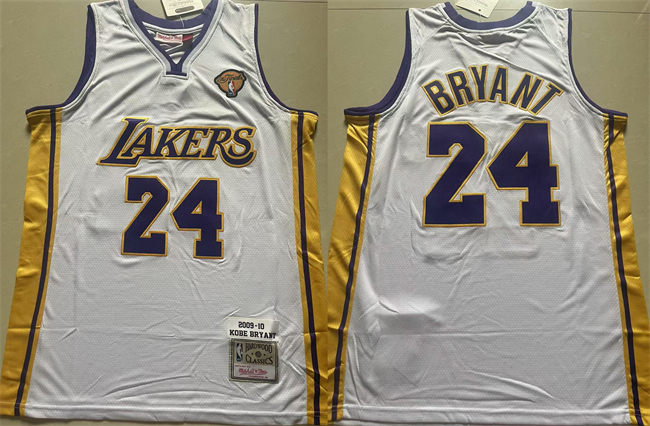 Los Angeles Lakers #24 Kobe Bryant White 2009-10 Stitched Throwback Basketball Jersey Los Angeles Lakers #24 Kobe Bryant White 2009-10 Stitched Throwback Basketball Jersey