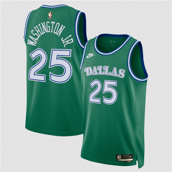 Dallas Mavericks #25 P.J. Washington Green 2025 Classic Edition Stitched Basketball Jersey Dallas Mavericks #25 P.J. Washington Green 2025 Classic Edition Stitched Basketball Jersey