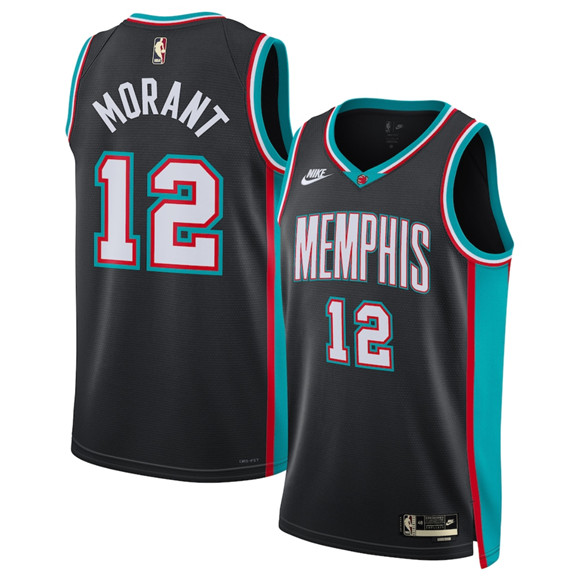Memphis Grizzlies #12 Ja Morant Black 2025 Classic Edition Stitched Basketball Jersey Memphis Grizzlies #12 Ja Morant Black 2025 Classic Edition Stitched Basketball Jersey