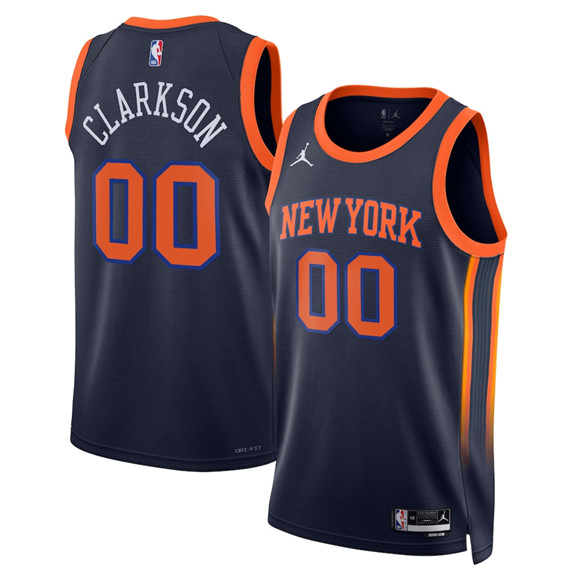 New York Knicks #00 Jordan Clarkson Black 2025 Statement Edition Stitched Basketball Jersey New York Knicks #00 Jordan Clarkson Black 2025 Statement Edition Stitched Basketball Jersey